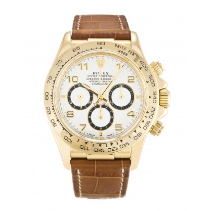 White Dials Rolex Daytona 16518 Replica Watches With 40 MM Gold Cases For Men