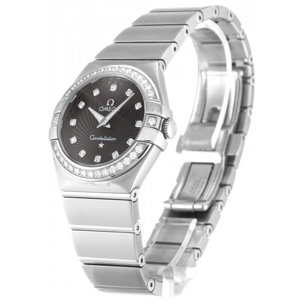Black Dials Omega Constellation Small 123.15.27.60.51.001 Replica Watches With 27 MM Steel Cases For Women