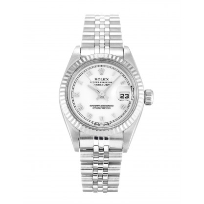 White Dials Rolex Datejust Lady 69174 Replica Watches With Steel Cases For Women
