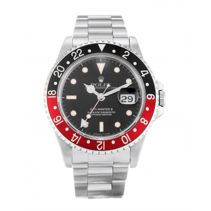 Black Dials Rolex GMT Master II 16710 Replica Watches With 40 MM Steel Cases For Men