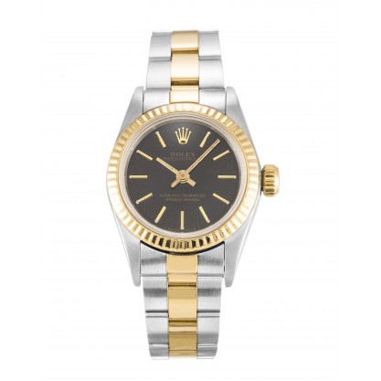 Black Dials Rolex Lady Oyster Perpetual 67193 Replica Watches With 24 MM Steel & Gold Cases For Women