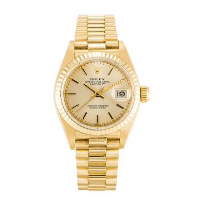Champagne Dials Rolex Datejust Lady 69178 Replica Watches With 26 MM Gold Cases For Women