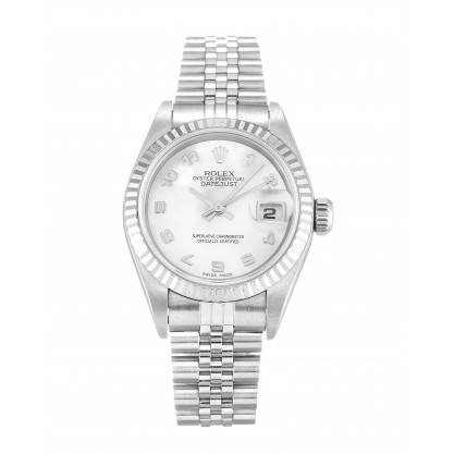 26 MM White Mother-Of-Pearl Dials Rolex Datejust Lady 79174 Replica Watches With Steel Cases For Women