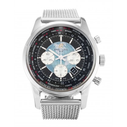 Black Dials Breitling Transocean Chronograph AB0510 Fake Watches With 46 MM Steel Cases For Men