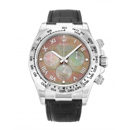 40 MM Black Mother-Of-Pearl Dials Rolex Daytona 116519 Replica Watches With White Gold Cases For Men