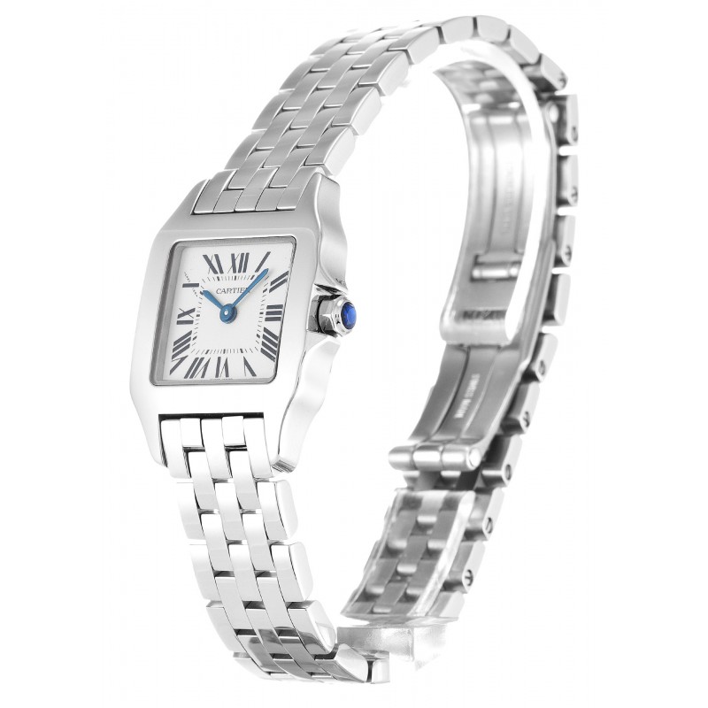 20 MM Silver Dials Cartier Santos Demoiselle W25064Z5 Replica Watches With Steel Cases For Women