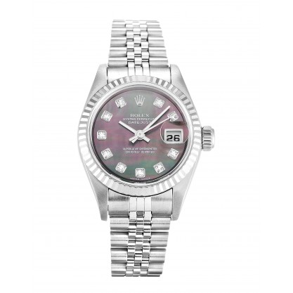 26 MM Black Mother-Of-Pearl Dials Rolex Datejust Lady 79174 Replica Watches With Stee Cases For Women