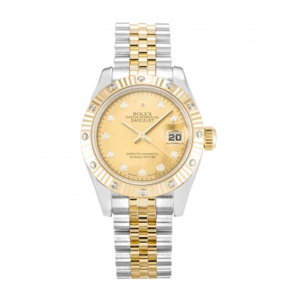 Champagne Dials Rolex Datejust Lady 179313 Replica Watches With 26 MM Steel & Gold Cases For Women