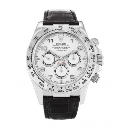 White Dials Rolex Daytona 16519 Replica Watches With 40 MM White Gold Cases For Men