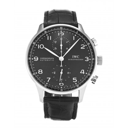 Black Dials IWC Portuguese Chrono IW371438 Men Replica Watches With Steel Cases