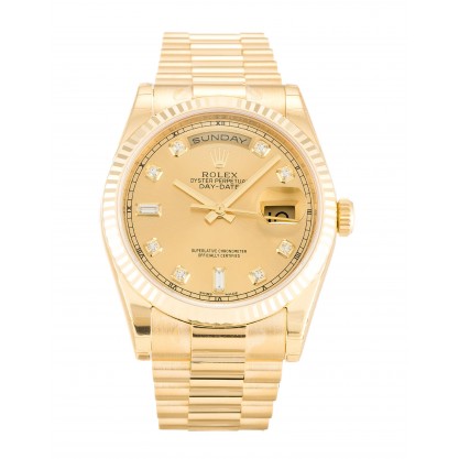 Champagne Dials Rolex Day-Date 118238 Replica Watches With 36 MM Gold Cases