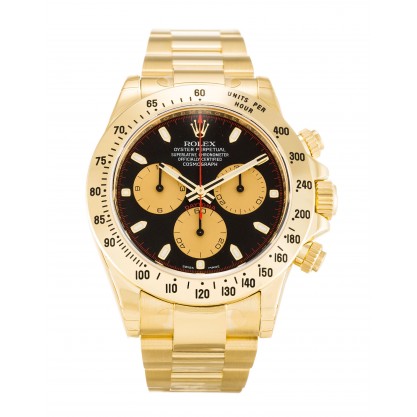 Black Dials Rolex Daytona 116528 Replica Watches With 40 MM Gold Cases For Men