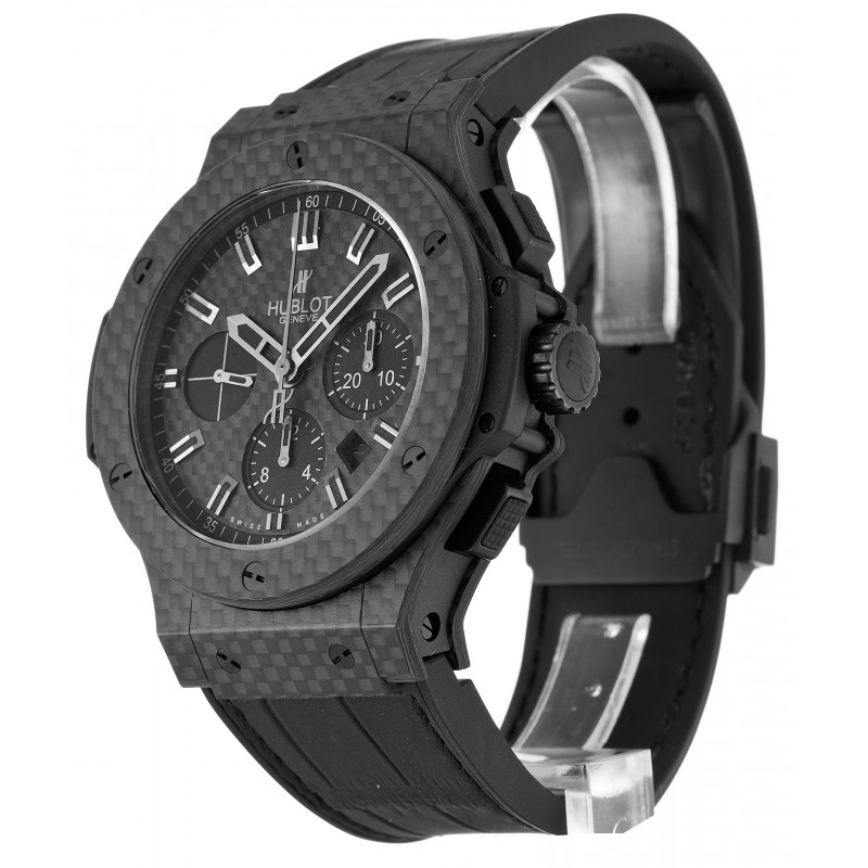 44 MM Black Dials Hublot 301.QX.1740.GR Replica Watches With Black Carbon Cases For Men