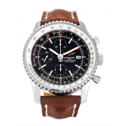 46 MM Black Dials Breitling Navitimer World A24322 Replica Watches With Steel Cases For Men