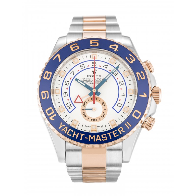 White Dials Rolex Yacht-Master II 116681 Replica Watches With 44 MM Steel & Rose Gold Cases