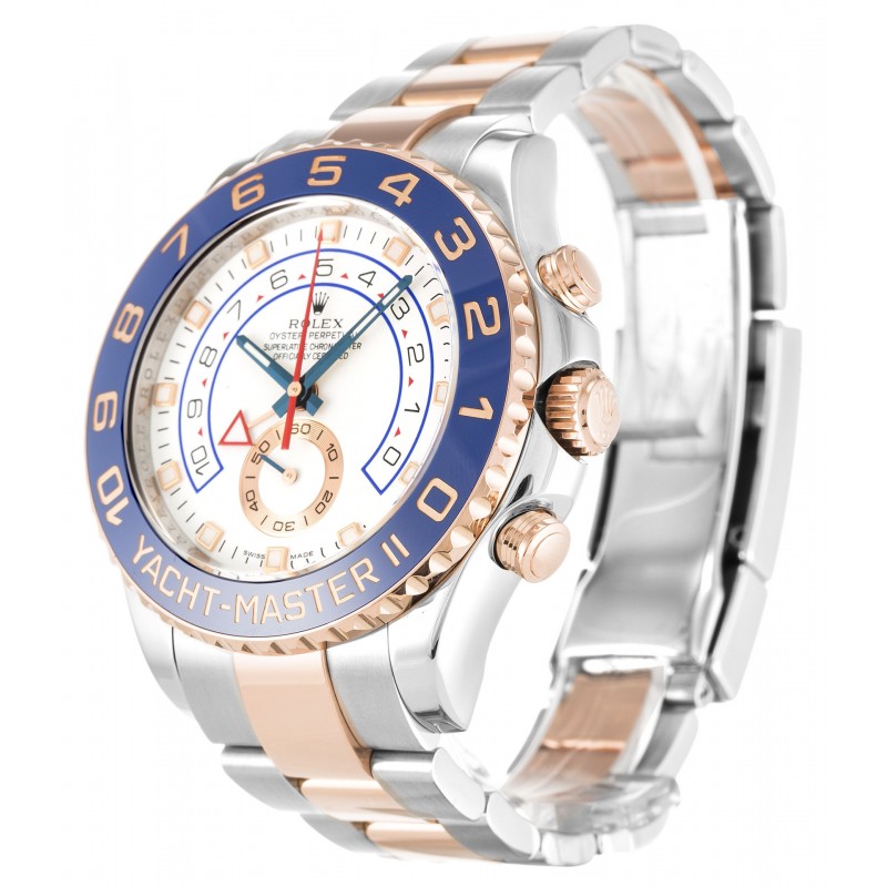 White Dials Rolex Yacht-Master II 116681 Replica Watches With 44 MM Steel & Rose Gold Cases