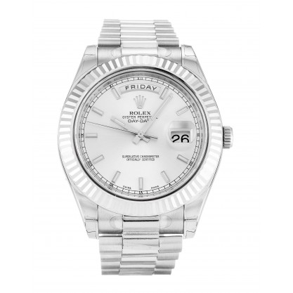Silver Dials Rolex Day-Date II 218239 Replica Watches With 41 MM White Gold Cases For Men