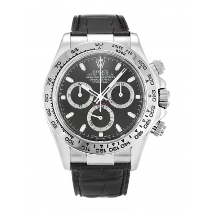 39 MM Black Dials Rolex Daytona 116519 Replica Watches With White Gold Cases For Men