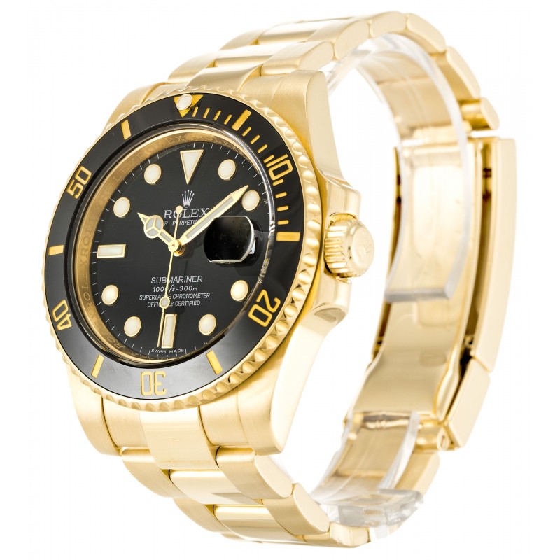 Black Dials Rolex Submariner 116618 LN Replica Watches With 40 MM Gold Cases