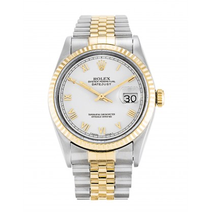 White Dials Rolex Datejust 16233 Fake Watches With 36 MM Steel & Gold Cases For Sale
