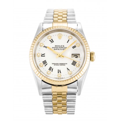 White Dials Rolex Datejust 16233 Replica Watches With 36 MM Steel & Gold Cases For Men