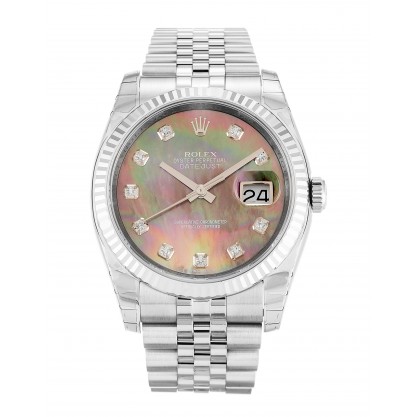 Black Mother-Of-Pearl Dials Rolex Datejust 116234 Fake Watches With 36 MM Steel Cases 