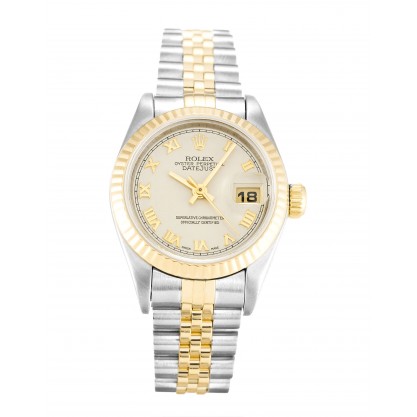 Ivory Dials Rolex Datejust Lady 69173 Replica Watches With 26 MM Steel & Gold Cases For Women