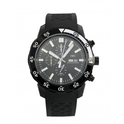 Black Dials IWC Aquatimer IW376705 Replica Watches With 44 MM Black PVD Steel Cases For Men