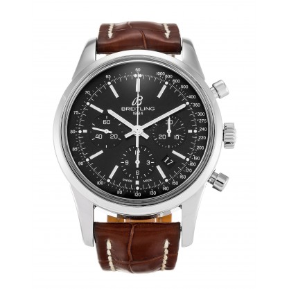 43 MM Black Dials Breitling Transocean Chronograph AB0152 Replica Watches With Steel Cases For Men