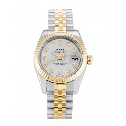 26 MM Silver Dials Rolex Datejust 179173 Women Replica Watches With Steel & Gold Cases