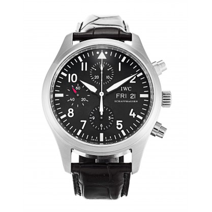 Black Dials IWC Pilots Chrono IW371701 Replica Watches With 42 MM Steel Cases For Men