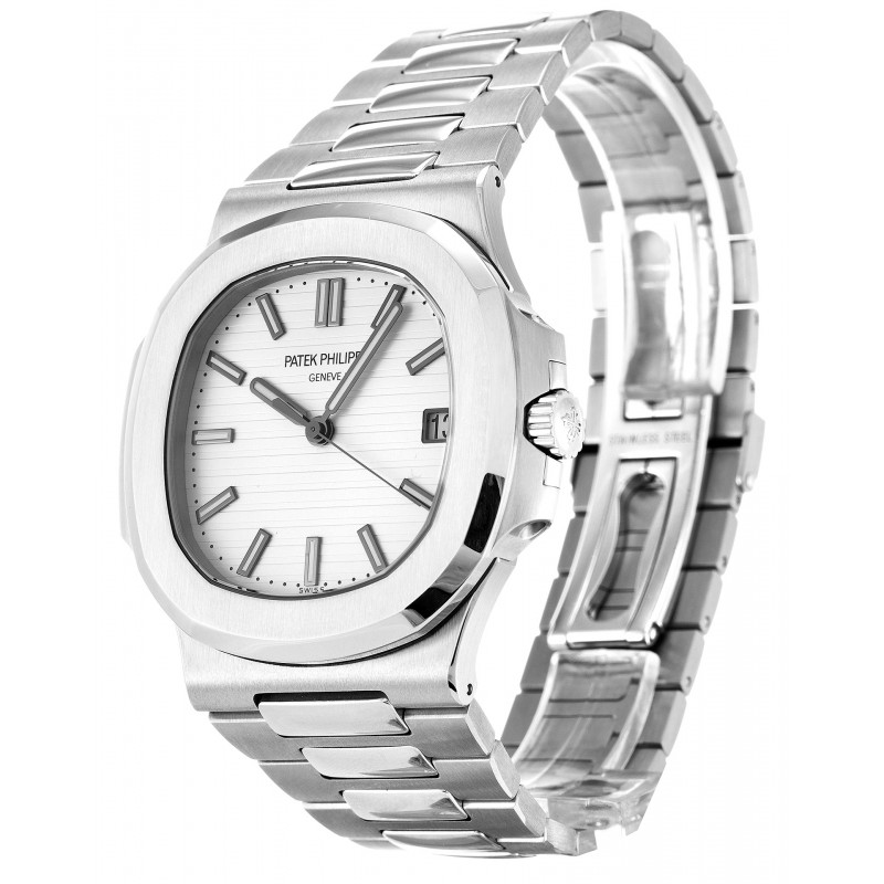 White Dials Patek Philippe Nautilus 5711/1A Fake Watches With 40 MM Steel Cases For Men