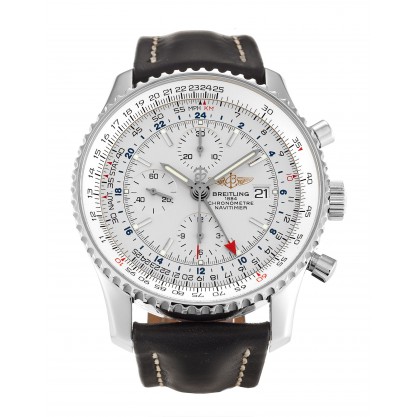 46 MM Silver Dials Breitling Navitimer World A24322 Men Replica Watches With Steel Cases For Men