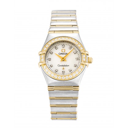 White Mother-Of-Pearl Dials Omega Constellation Mini 1267.75.00 Fake Watches With 22.5 MM Steel & Gold Cases For Women