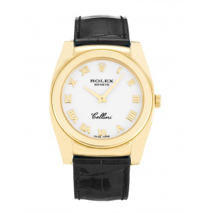 White Dials Rolex Cellini 5320/8 Replica Watches With 35 MM Gold Cases For Sale