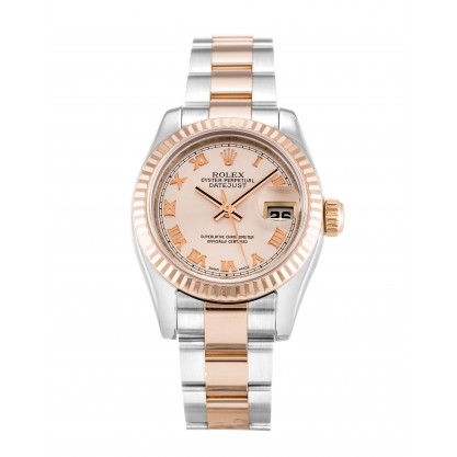 26 MM Rose Dials Rolex Datejust Lady 179171 Replica Watches With Steel & Rose Gold Cases For Women