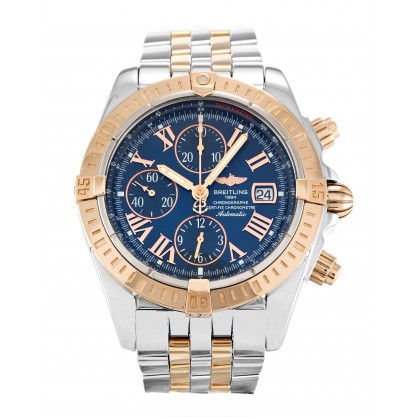 Blue Dials Breitling Chronomat Evolution C13356 Replica Watches With 43.7 MM Steel & Rose Gold Cases