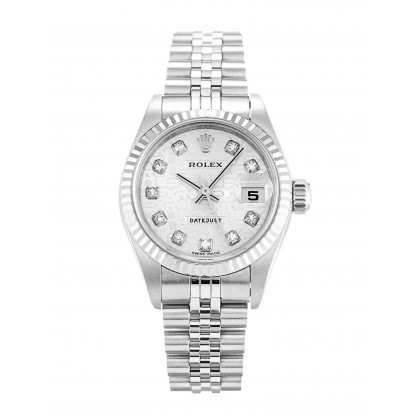 Silver Dials Rolex Datejust Lady 79174 Fake Watches With 26 MM Steel Cases For Women