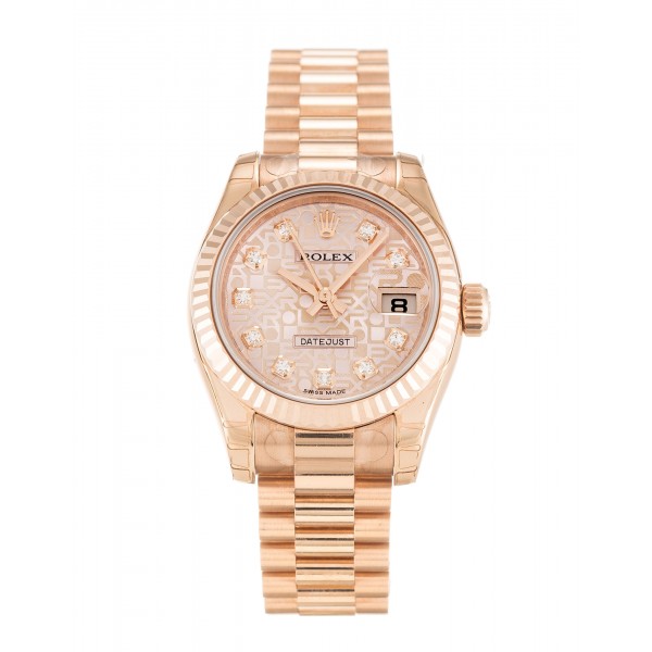 Rose Gold Dials Rolex Datejust Lady 179175 Replica Watches With Pink Gold Cases For Women