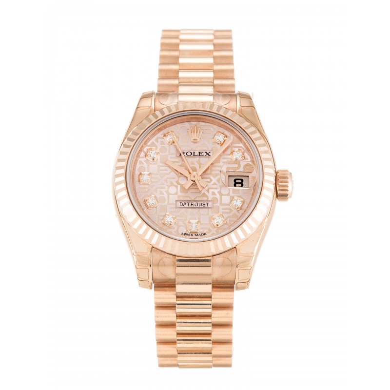 Rose Gold Dials Rolex Datejust Lady 179175 Replica Watches With Pink Gold Cases For Women