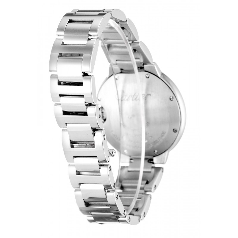 Silver Dials Cartier Ballon Bleu WE902035 Fake Watches With 33 MM White Gold Cases For Women