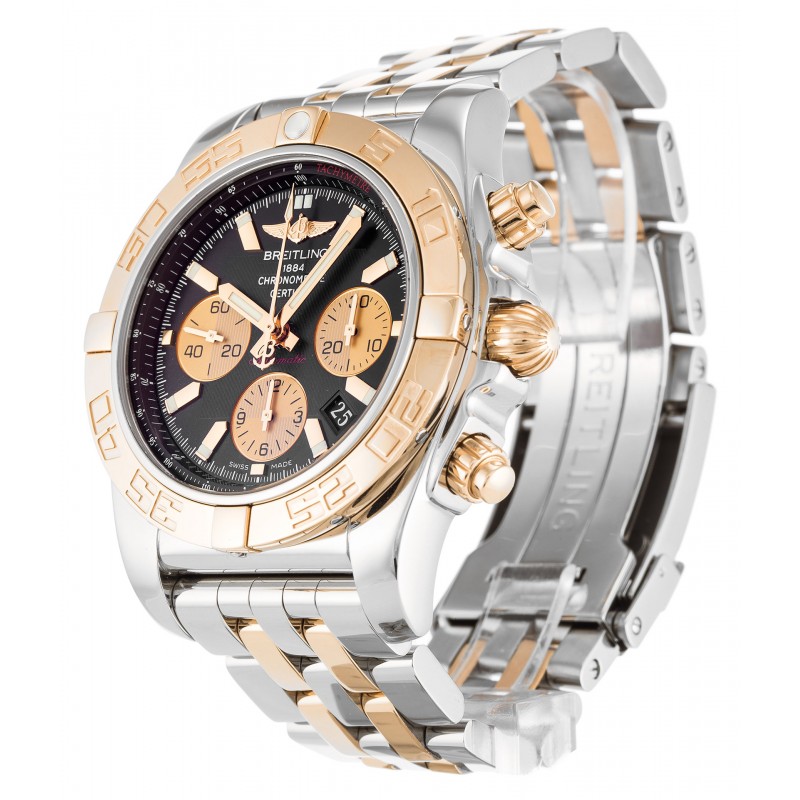Black Dials Breitling Chronomat 44 CB0110 Replica Watches With 43.5 MM Steel & Rose Gold Cases