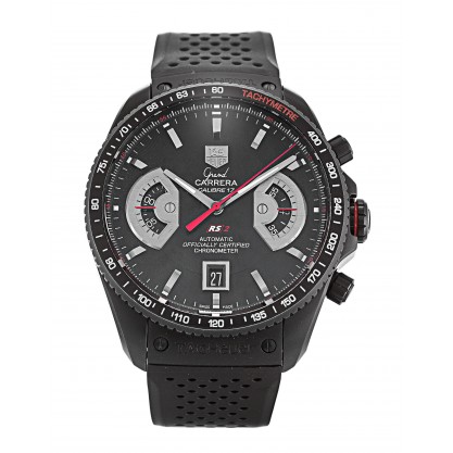 Black Dials Tag Heuer Grand Carrera CAV518B.FC6237 Replica Watches With 43 MM Titanium Cases