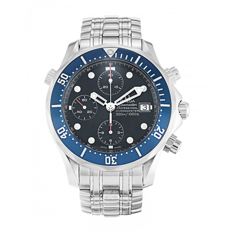 41.5 MM Blue Dials Omega Seamaster Chrono Diver 2599.80.00 Replica Watches With Steel Cases For Men
