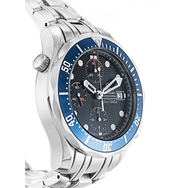 41.5 MM Blue Dials Omega Seamaster Chrono Diver 2599.80.00 Replica Watches With Steel Cases For Men