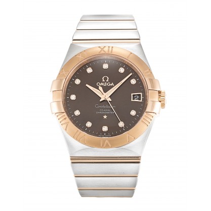 Brown Dials Omega Constellation Chronometer 123.20.35.20.63.001 Replica Watches With 35 MM Steel & Rose Gold Cases