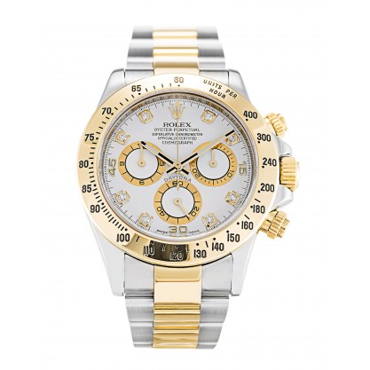 40 MM White Dials Rolex Daytona 116523 Replica Watches With Steel & Gold Cases For Men