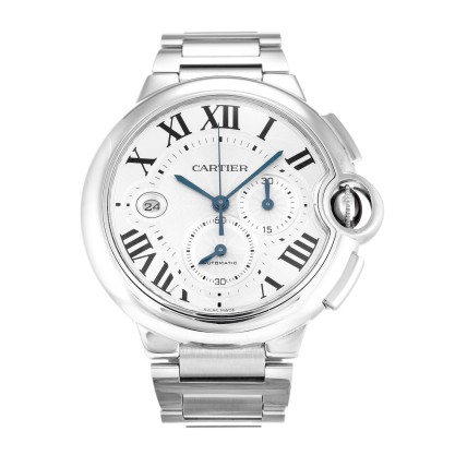 47 MM Silver Dials Cartier Ballon Bleu W6920002 Fake Watches With Steel Cases For Men