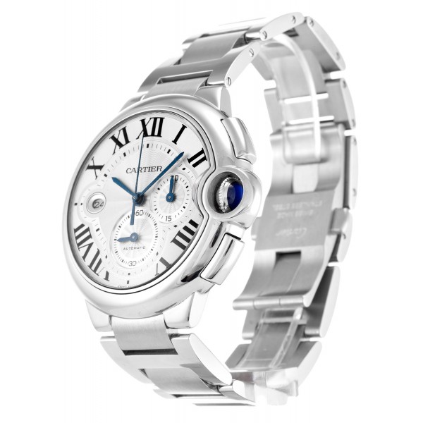 47 MM Silver Dials Cartier Ballon Bleu W6920002 Fake Watches With Steel Cases For Men