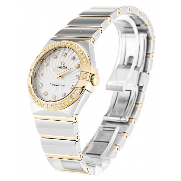 White Mother-Of-Pearl Dials Omega Constellation Ladies 123.25.27.60.55.008 Fake Watches With 27 MM Steel & Gold Cases For Women